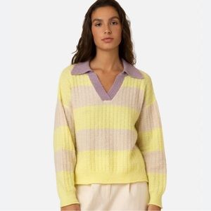 SOLD - FRNCH Paris Dalla Lightweight Knit Pastel Classic Sweater Yellow White